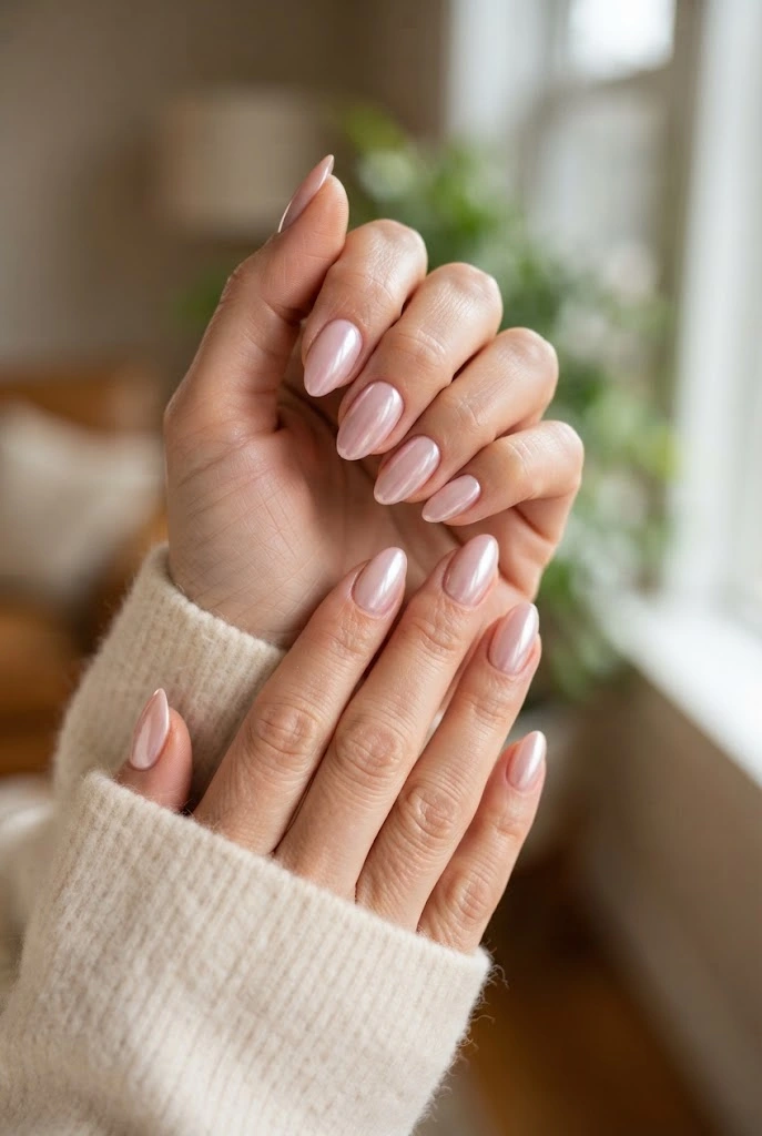 12. Blush Pink Chrome Nails