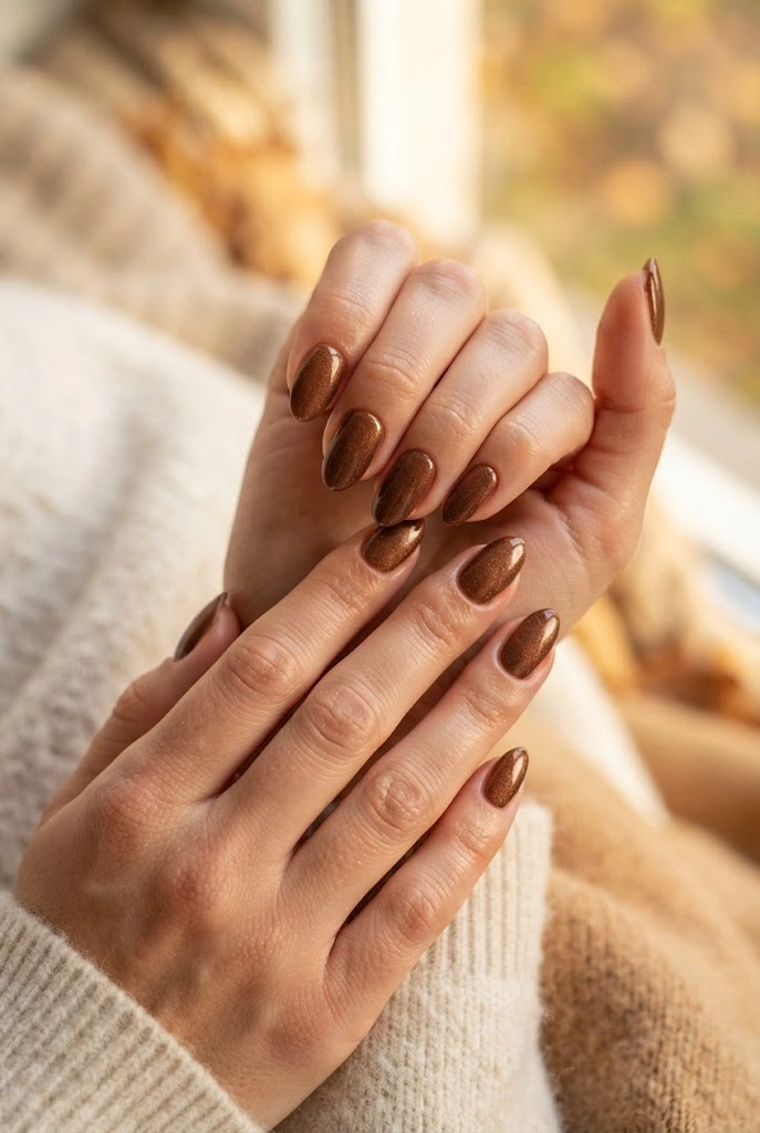 14. Bronze Shimmer Nails