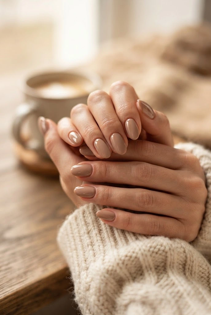 14. Warm Latte Nails