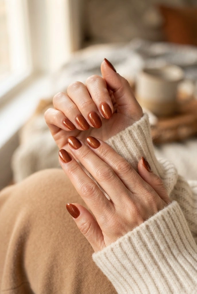 16. Cinnamon Shimmer Nails