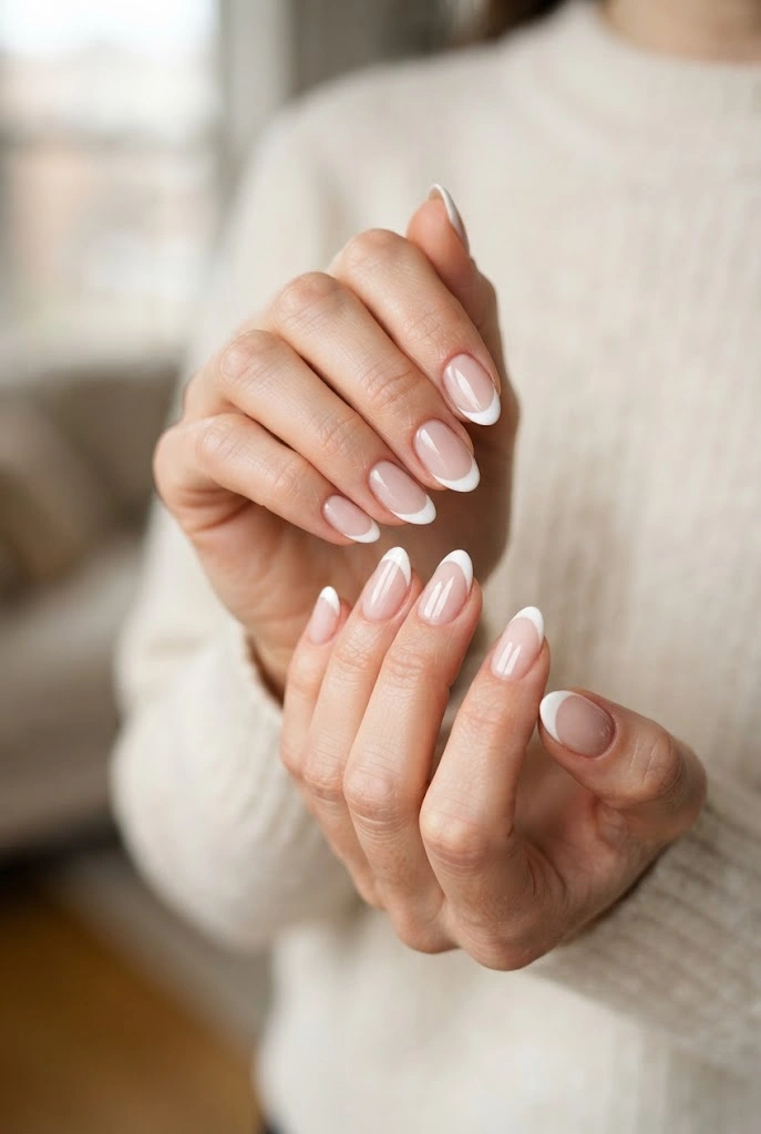 21. Classic Glossy French Nails