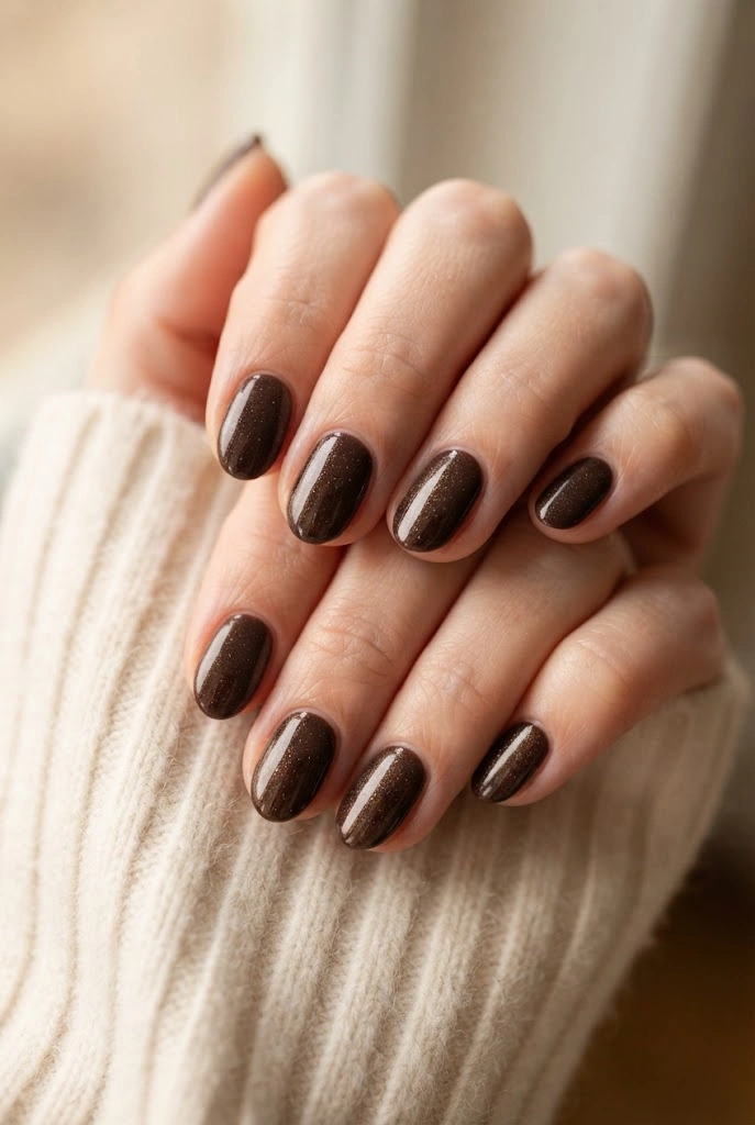 4. Espresso Shimmer Nails