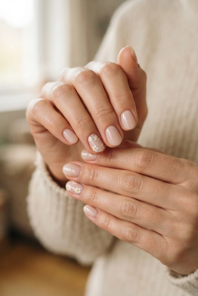 5. Minimalist Daisy Nails