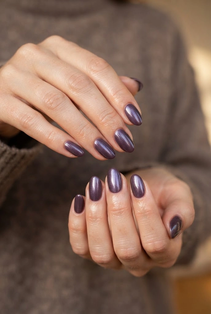 6. Plum Shimmer Nails