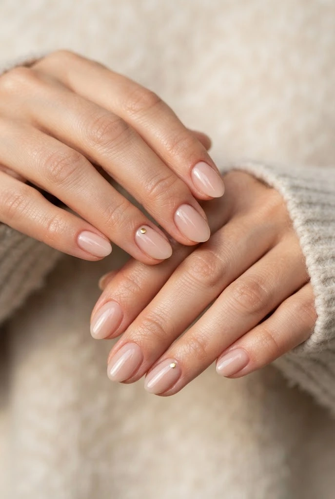 7. Tiny Gold Accent Nails