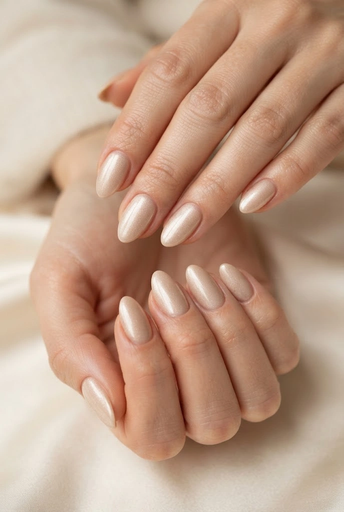 8. Champagne Shimmer Nails