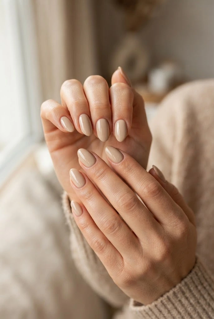 9. Creamy Beige Nails