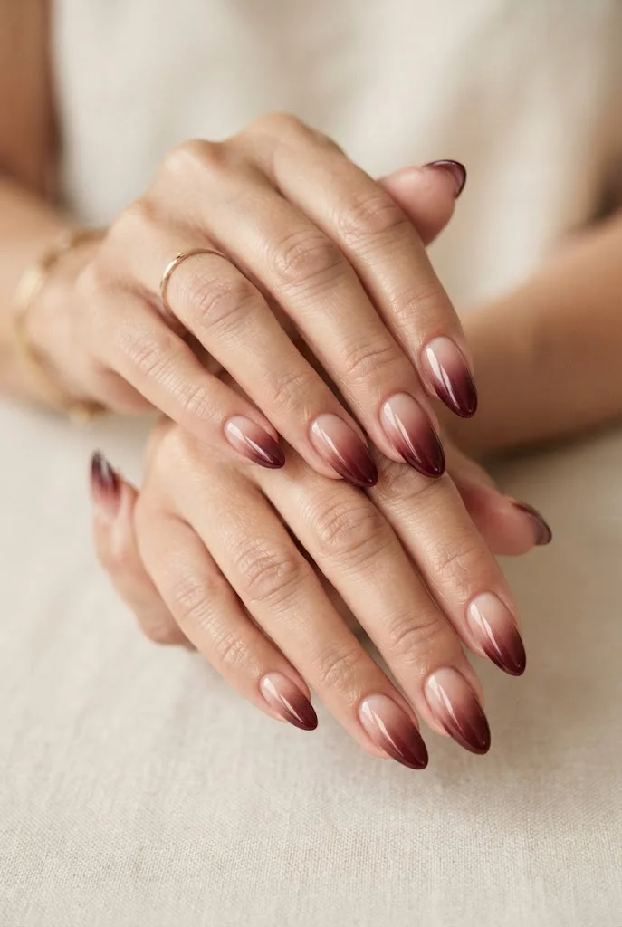 Maroon Ombre Nails
