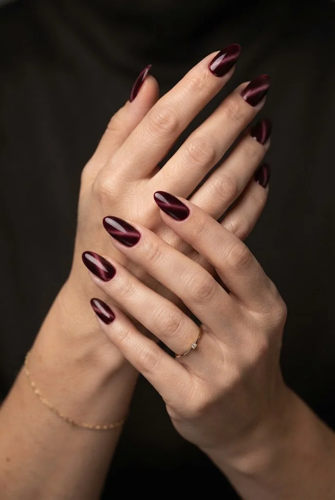 Maroon Velvet Nails