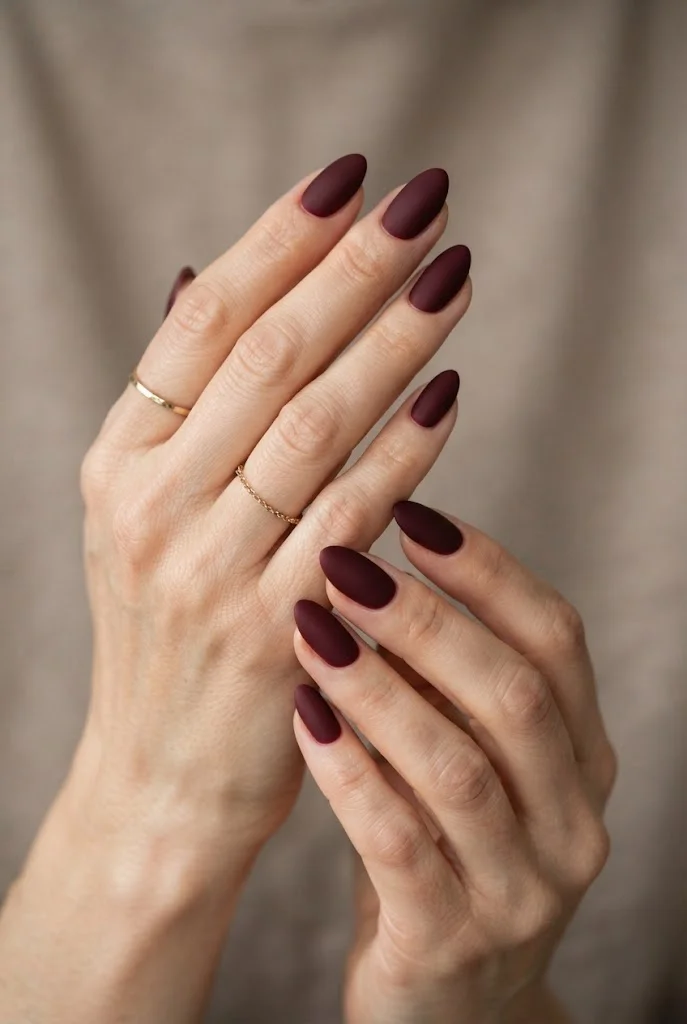 Matte Maroon Nails