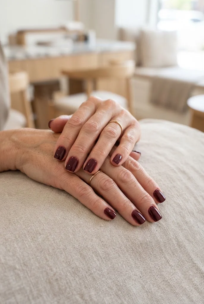 Short Maroon Square Nails