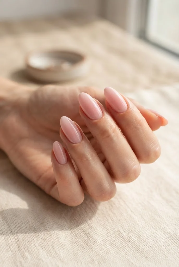 Soft pink ombre manicure fading from a sheer base to rosy tips.